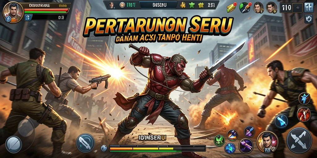 Tangkapan layar <strong>IDNSERU</strong> menunjukkan pertarungan mendebarkan di arena.
