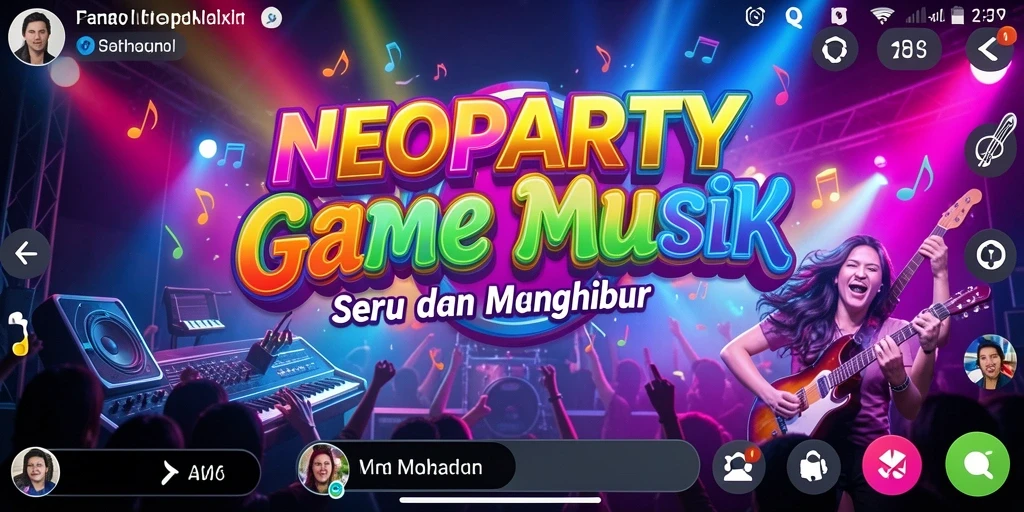 Tampilan gameplay NEOPARTY dengan efek musik yang dinamis.