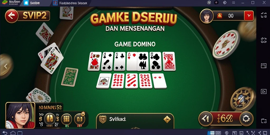 Screenshot gameplay SVIP2 menampilkan serunya bermain Domino dengan teman.