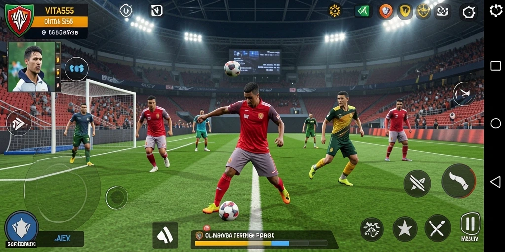 Tangkapan layar gameplay VITA555 dengan aksi olahraga yang seru.